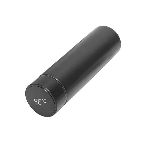 Garrafa térmica Inox com sensor de temperatura digital inteligente e LED para bebidas quentes e frias.